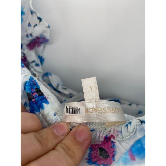 LoveShackFancy Kodie Deep Cotton Candy Smocked Floral Print Mini Dress Size L - Picture 6 of 7